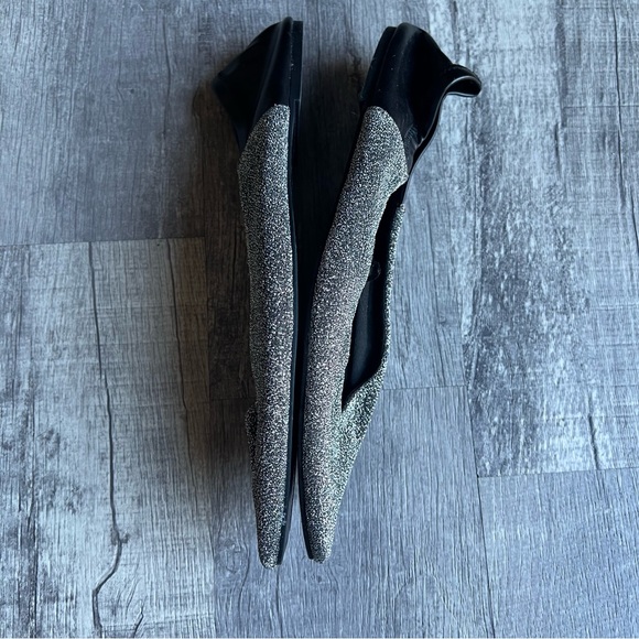 Zara Flats Pointy Toe Silver Black Size 41 - Picture 5 of 9